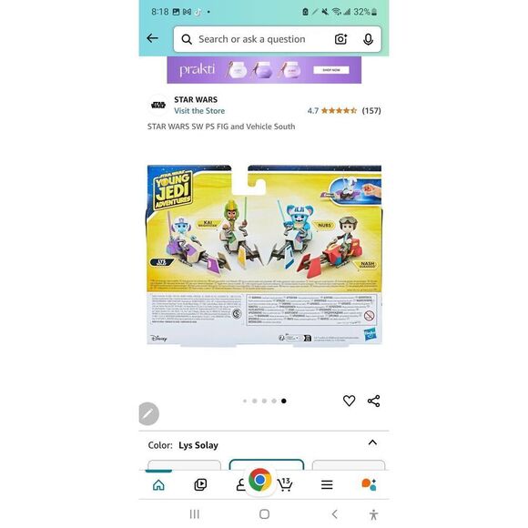 Star Wars: Young Jedi Adventures LYS Solay Figure & Speeder Bike, 4-Inch Scale A - Picture 3 of 3